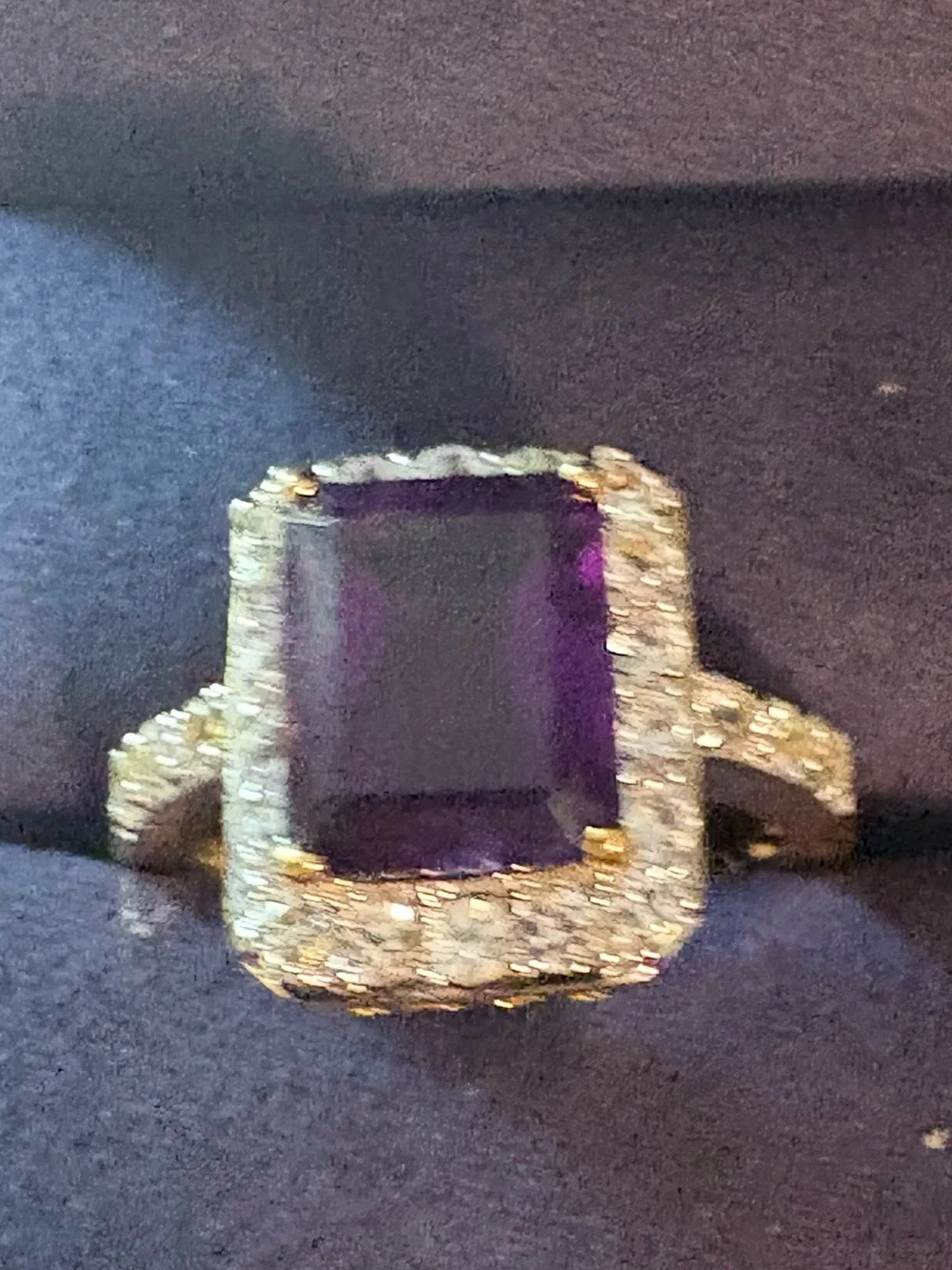Natural Amethyst & Zircon 925 SS with gold overlay size 7